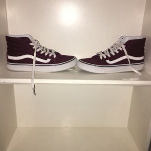 Maroon high top Vans